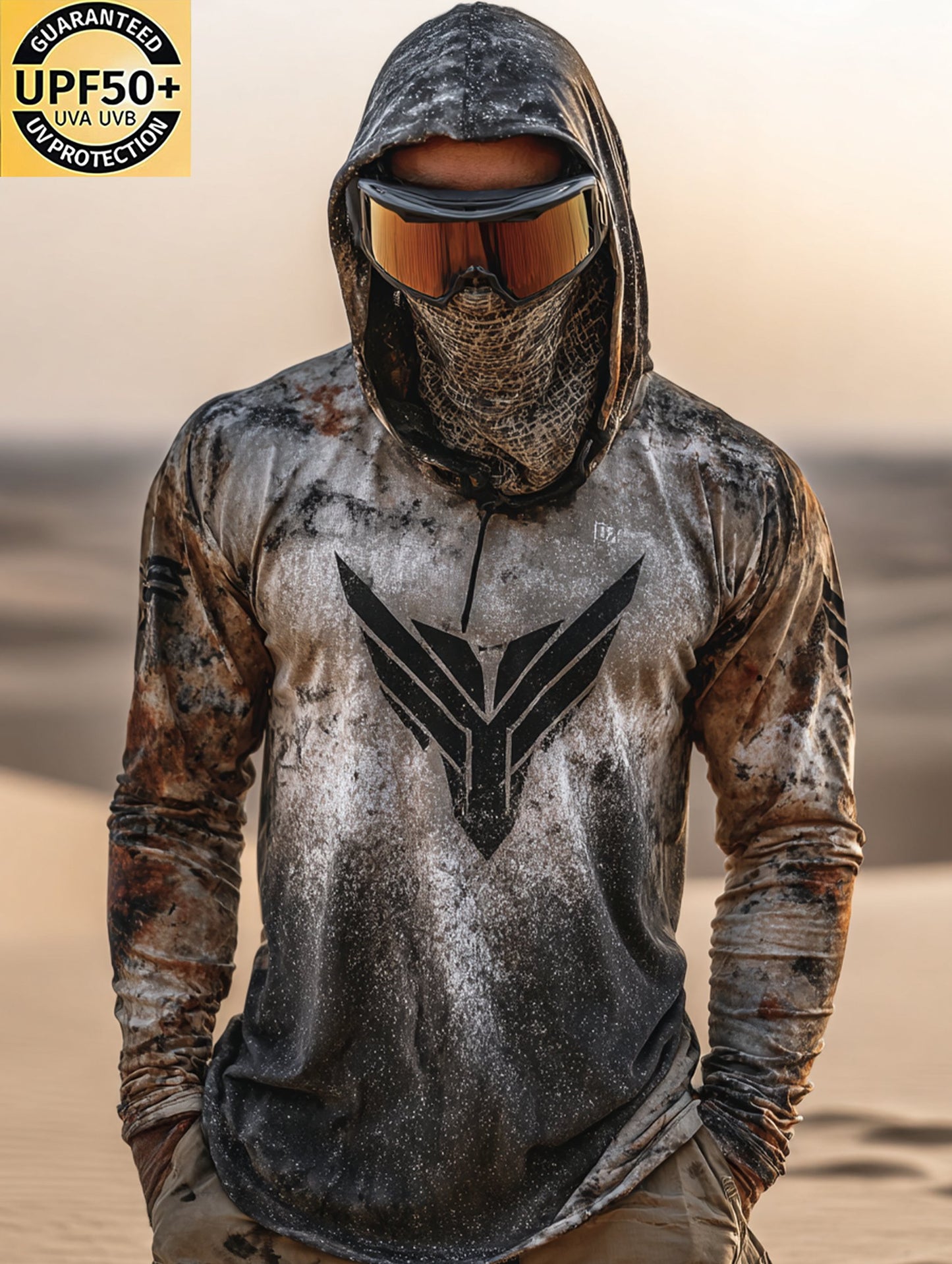Men's Eagle Hooded Long Sleeve Sun Shield Shirt