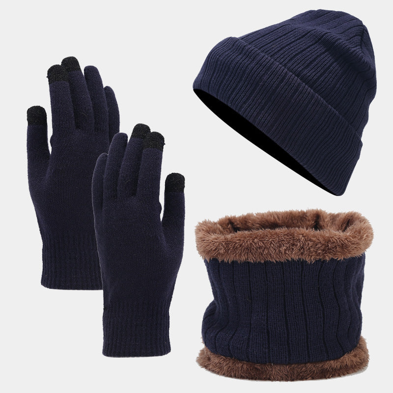 Unisex Christmas Hat, Scarf, Gloves And Velvet Knitted Suit