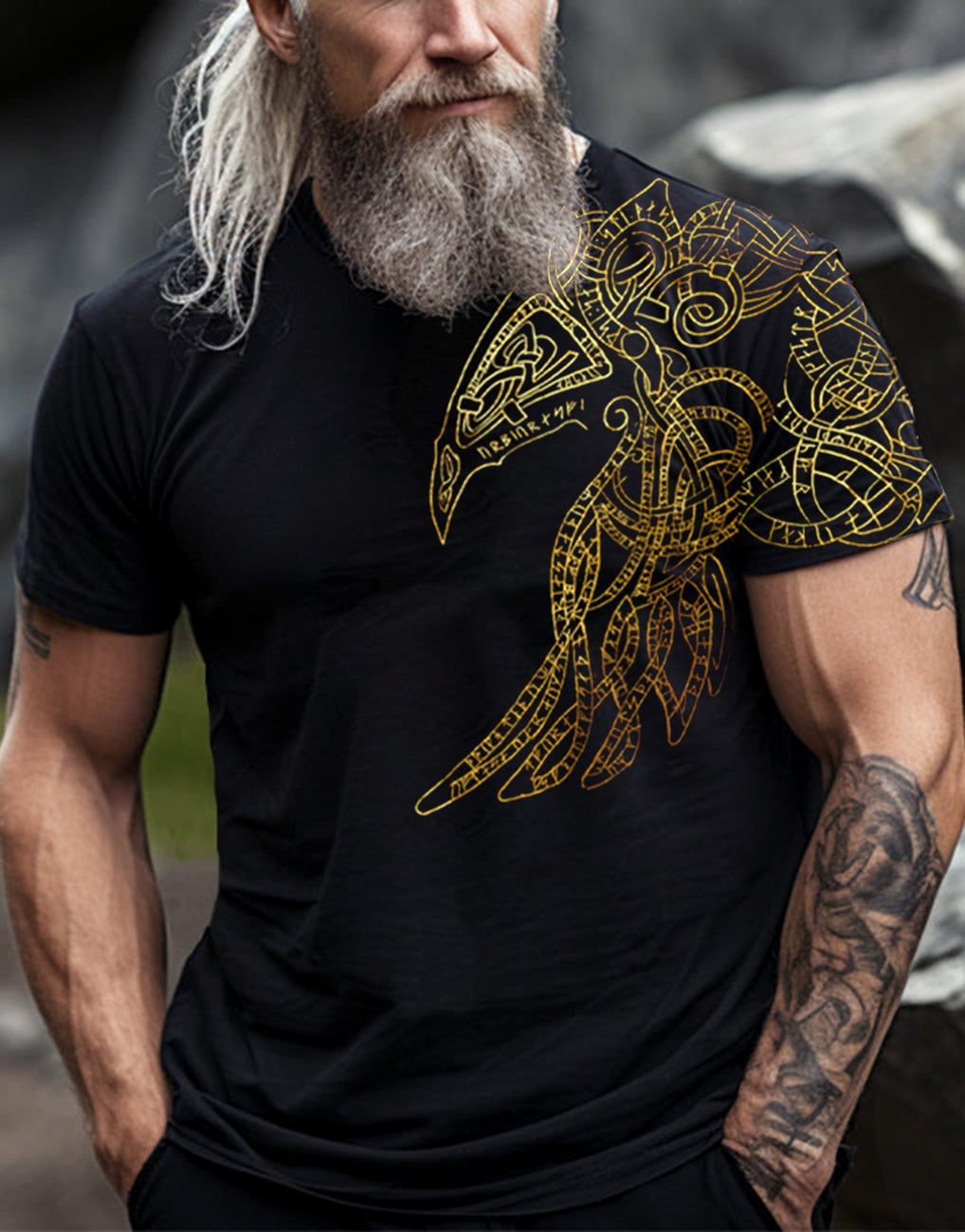 Raven God Print T-shirt