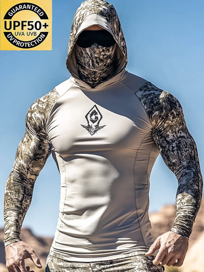 Men's Outdoor Sun Protection Breathable Cool Hooded Sun Protection Long Sleeve Top