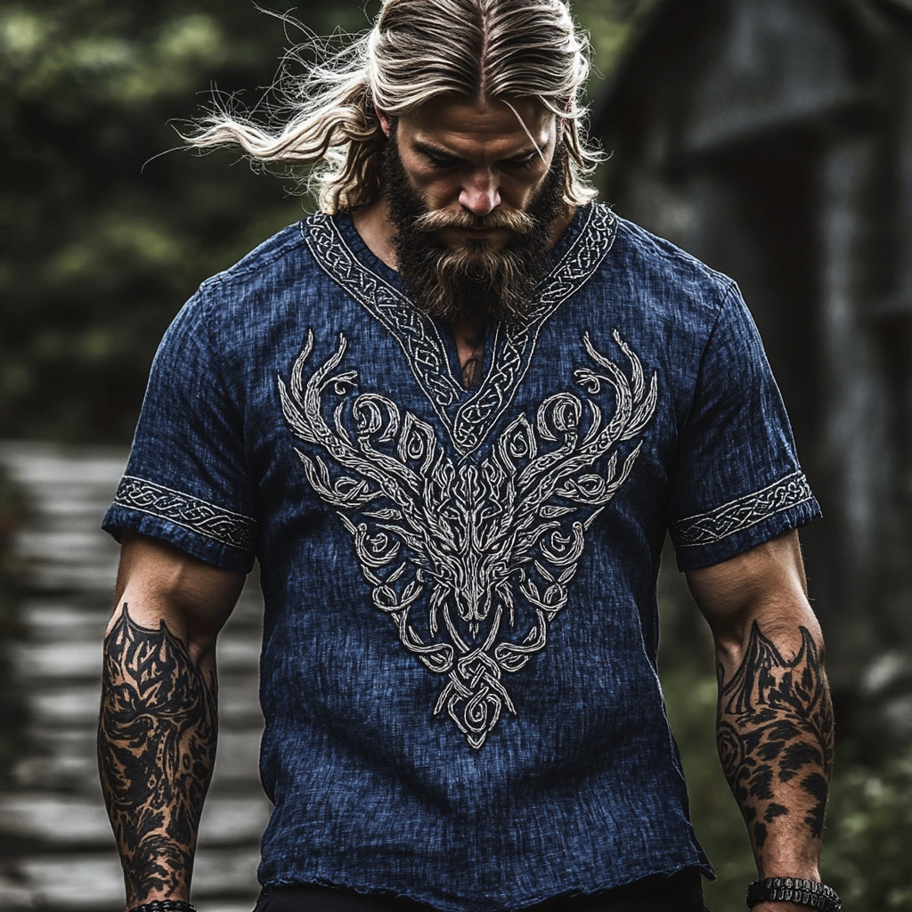Men's Viking Tribal Celtic Knot Tree Of Life Gods Vintage Print T-shirt
