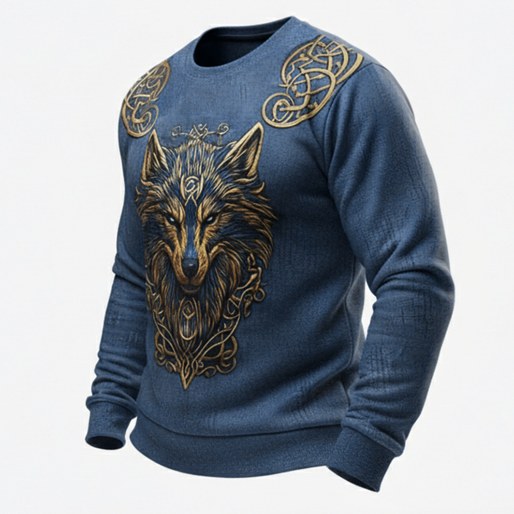 Men's Viking Wolf Celtic Knot Print Casual Sweatshirt