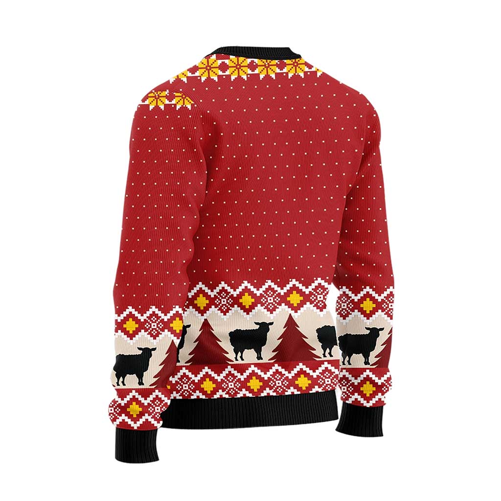 Unisex Vintage Sheep Print Crew Neck Ugly Christmas Sweatshirt