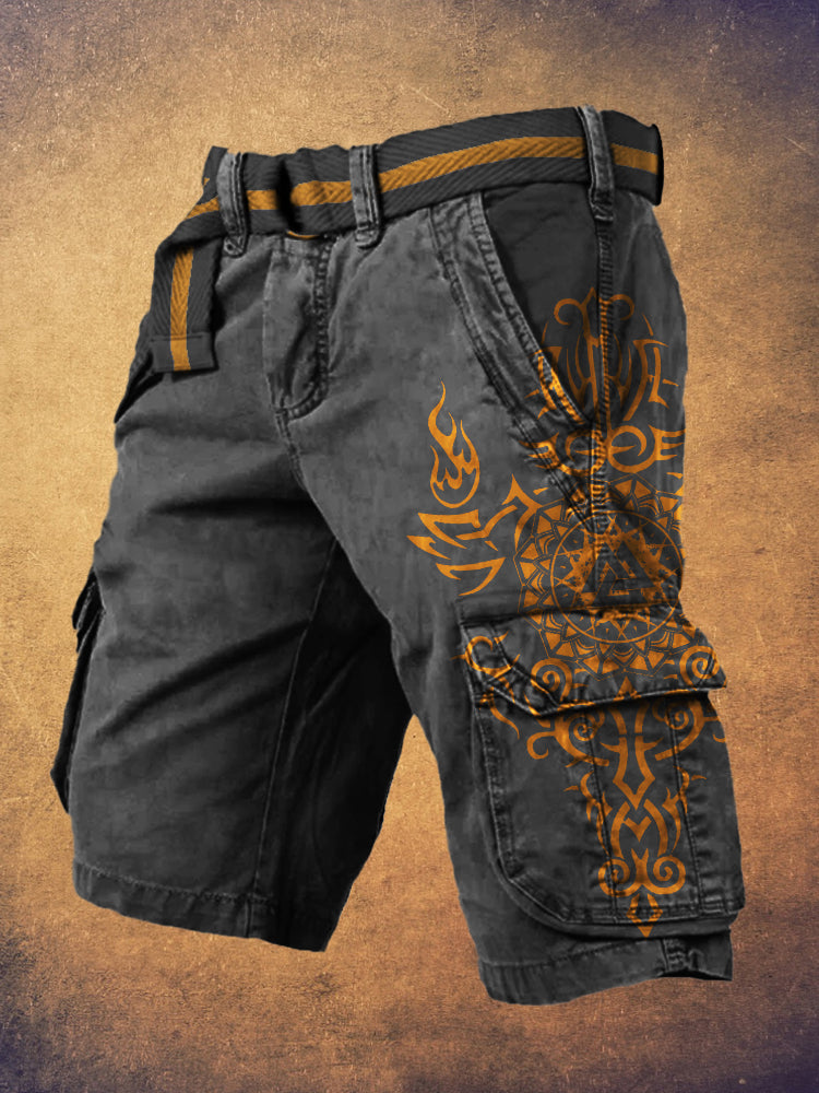 Viking Warrior Print Men's Cargo Shorts