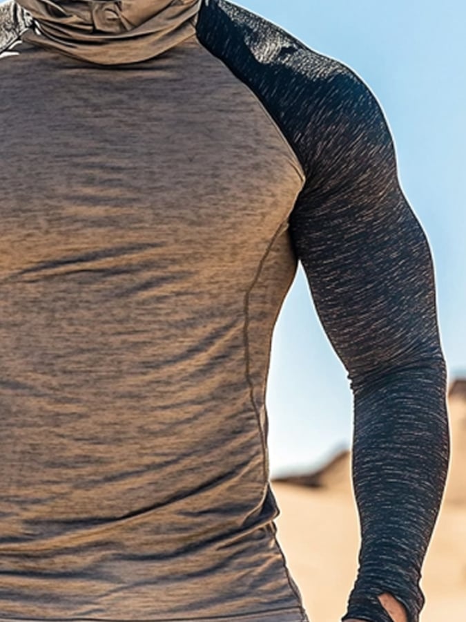 Men's Outdoor Sun Protection Breathable Cool Hooded Sun Protection Long Sleeve Top