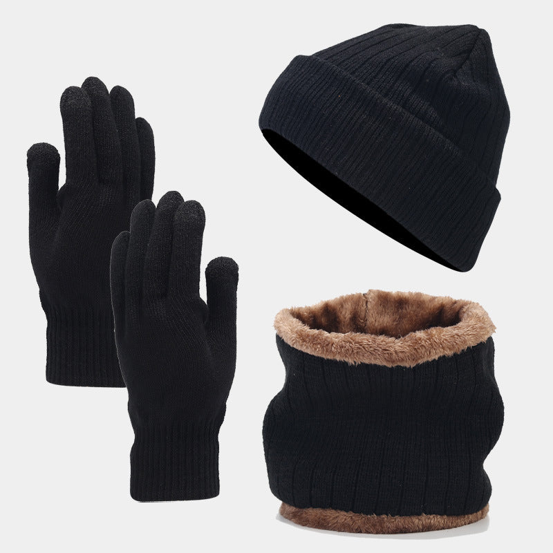 Unisex Christmas Hat, Scarf, Gloves And Velvet Knitted Suit
