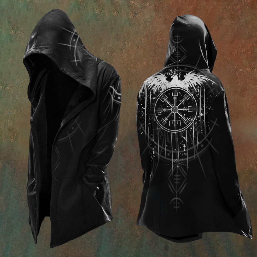 Men's Vikings Printed Totem Vintage Hooded Jacket