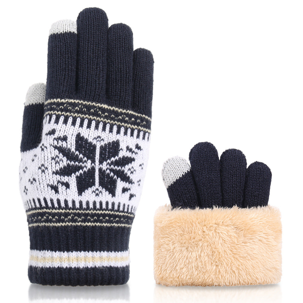 Christmas Snowflake Touch Screen Warm Knitted Wool Gloves