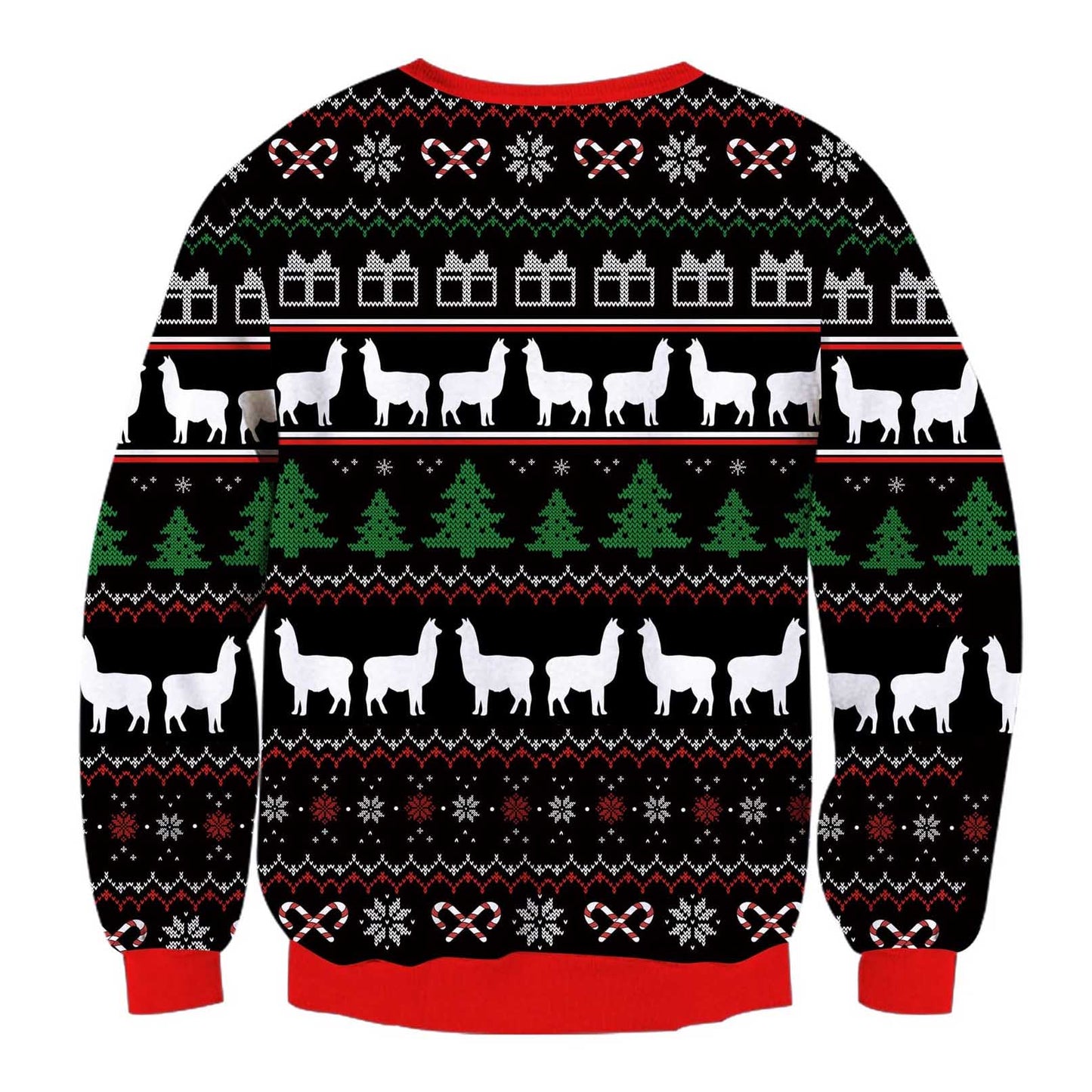 Unisex Bulbs Llama With Glasses Print Crew Neck Ugly Christmas Sweatshirt
