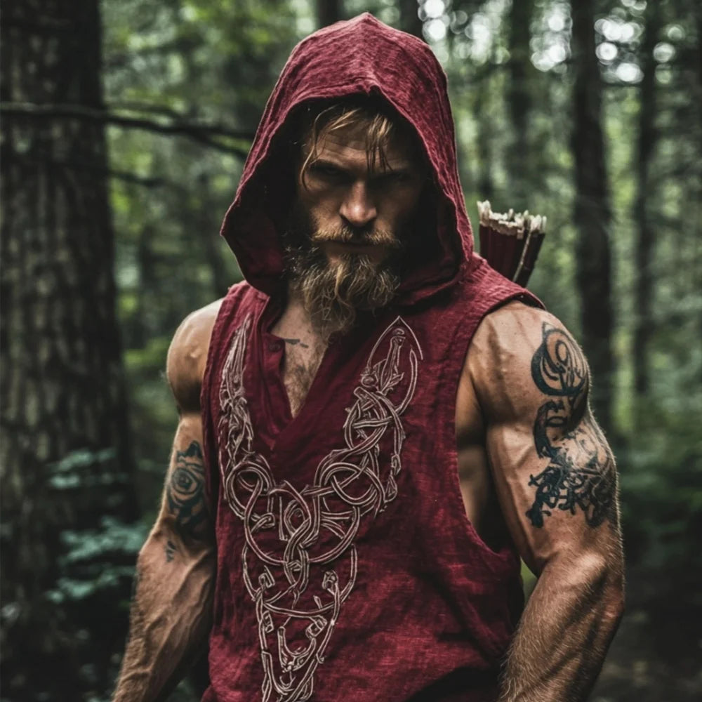 Men's Print Celtic Knot Rune Inspired Art Pattern Tank Top Hoodie