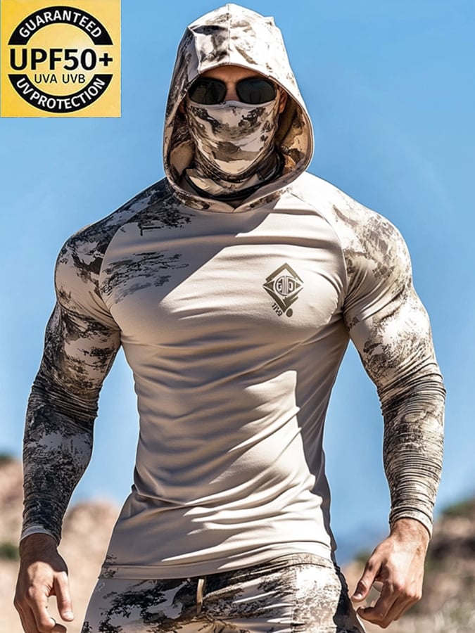 Men's Outdoor Sun Protection Breathable Cool Hooded Sun Protection Long Sleeve Top