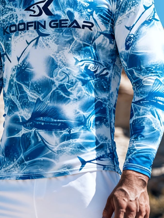 Men's Outdoor Sun Protection Breathable Cool Hooded Sun Protection Long-Sleeved Top