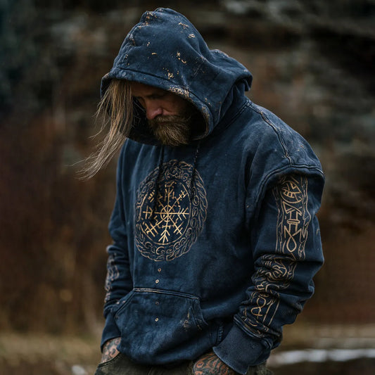 Men's Viking Vegvisir Runes Graphics Hoodies