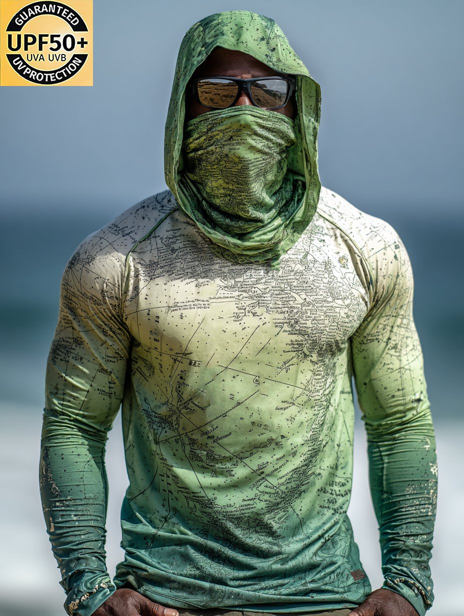 Vintage World Map Explorer Hooded Sun Protection Top