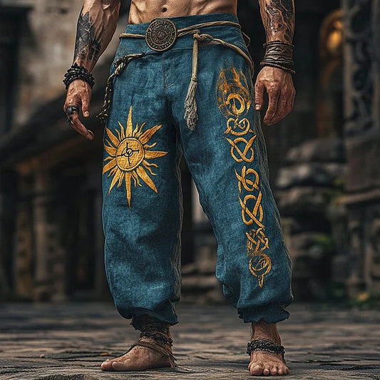 Men's Viking Nordic Sun Art Knot Tribal Celtic Runes Pattern Pants