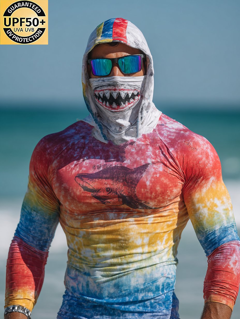 Men's Shark Muscle Fit Sun Protection Top