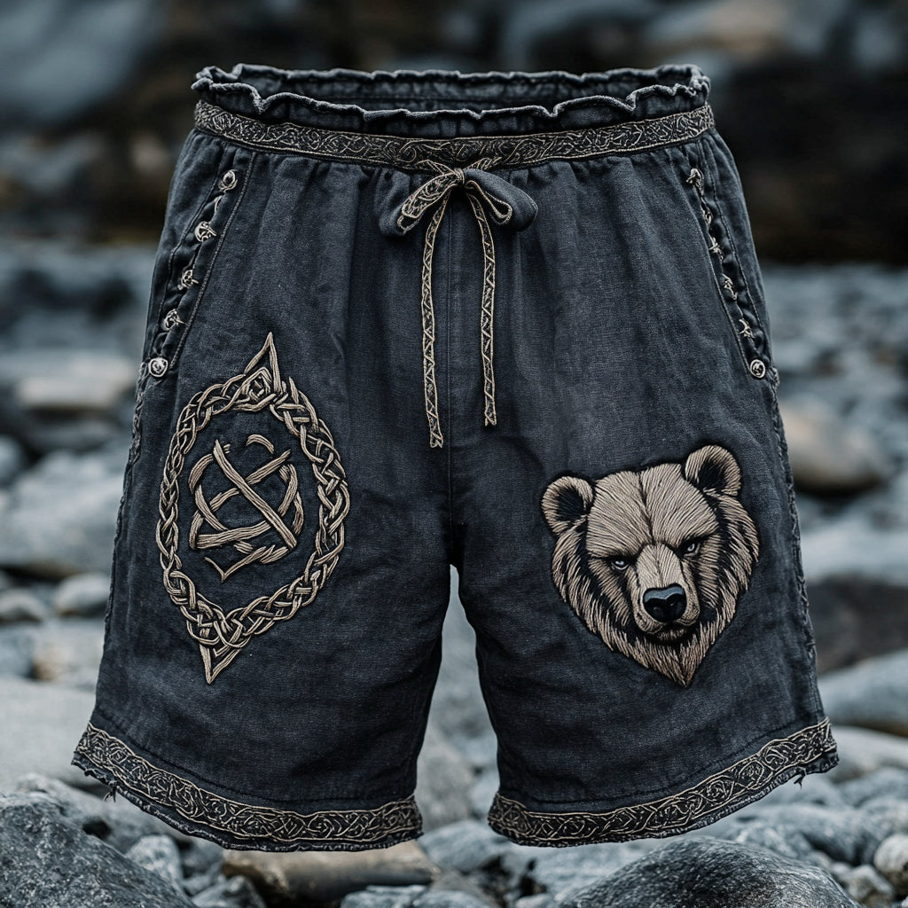 Men's Viking Nordic Bear Knot Runes Casual Shorts
