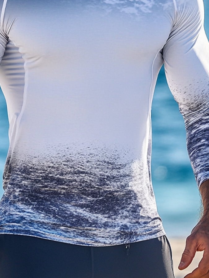 Men's Outdoor Sun Protection Breathable Cool Hooded Sun Protection Long-Sleeved Top
