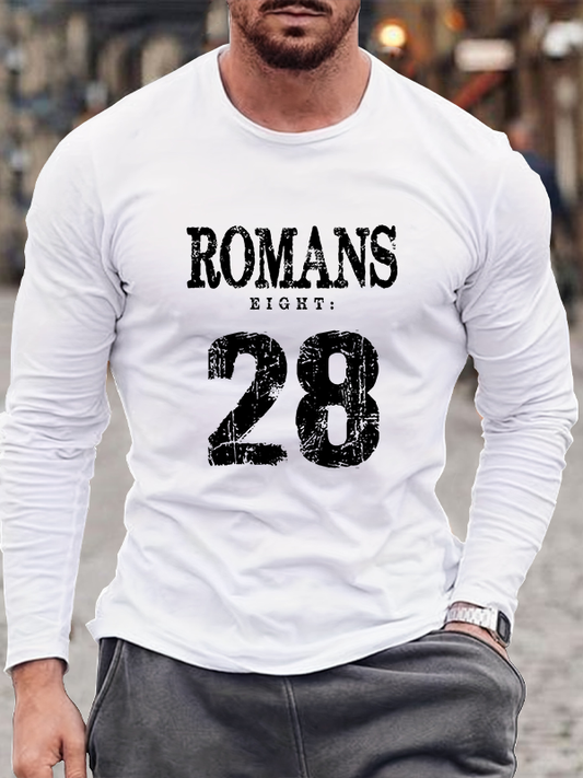 Bible Verse Romans 8:28 Gospel Christian Cotton Long Sleeve T-Shirt