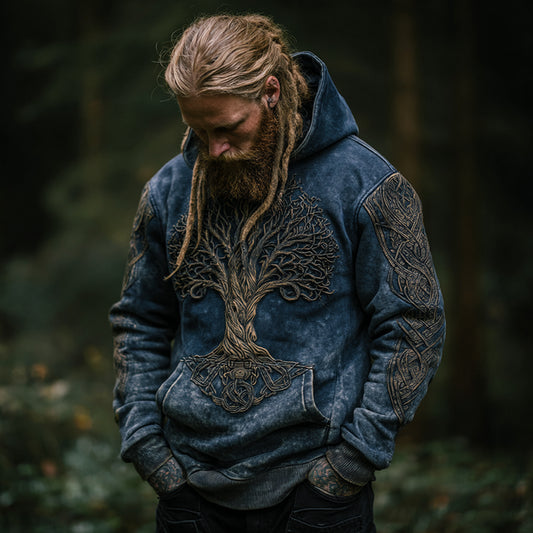 Men's Viking Celtic Knot Tree Of Life Vintage Art Hoodie