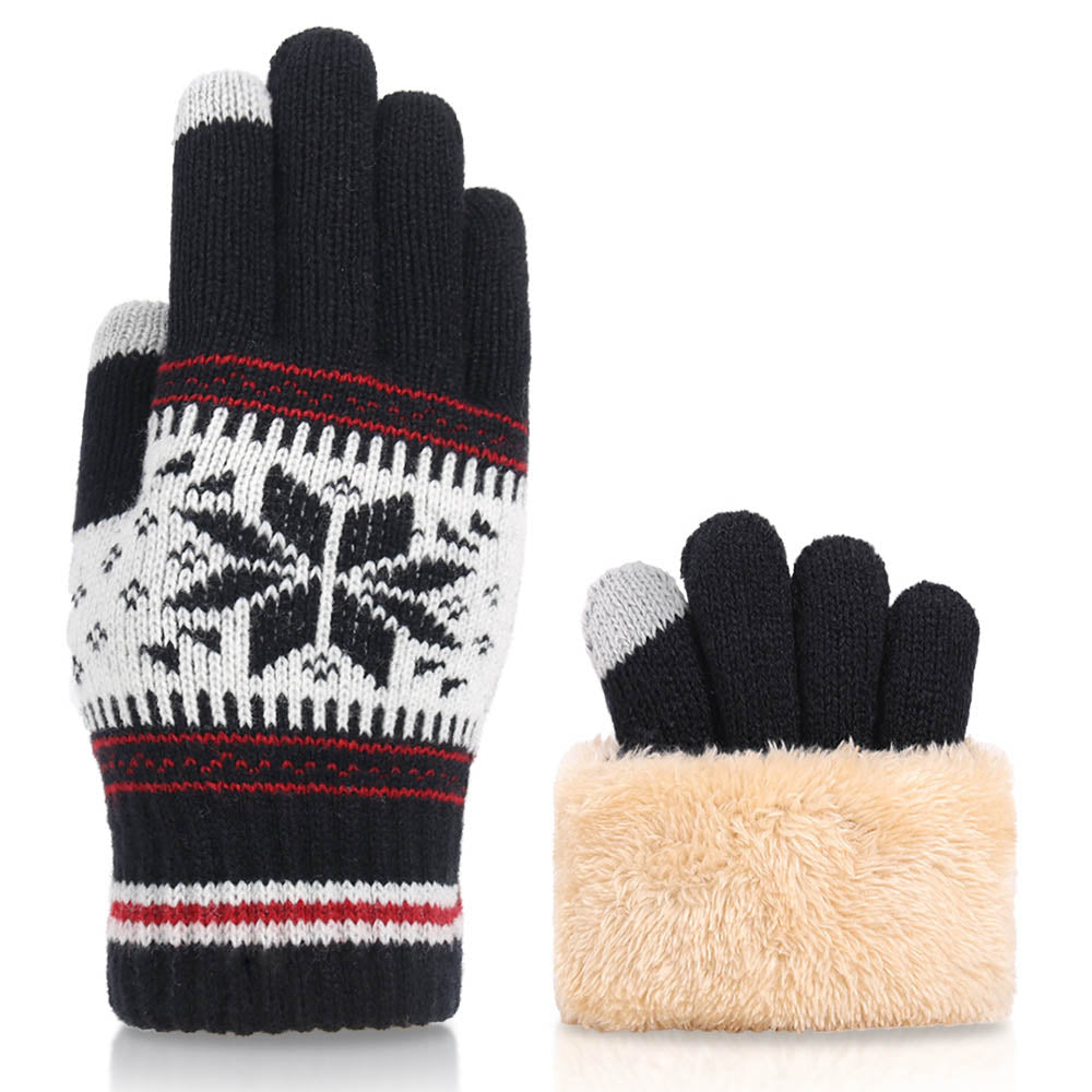 Christmas Snowflake Touch Screen Warm Knitted Wool Gloves