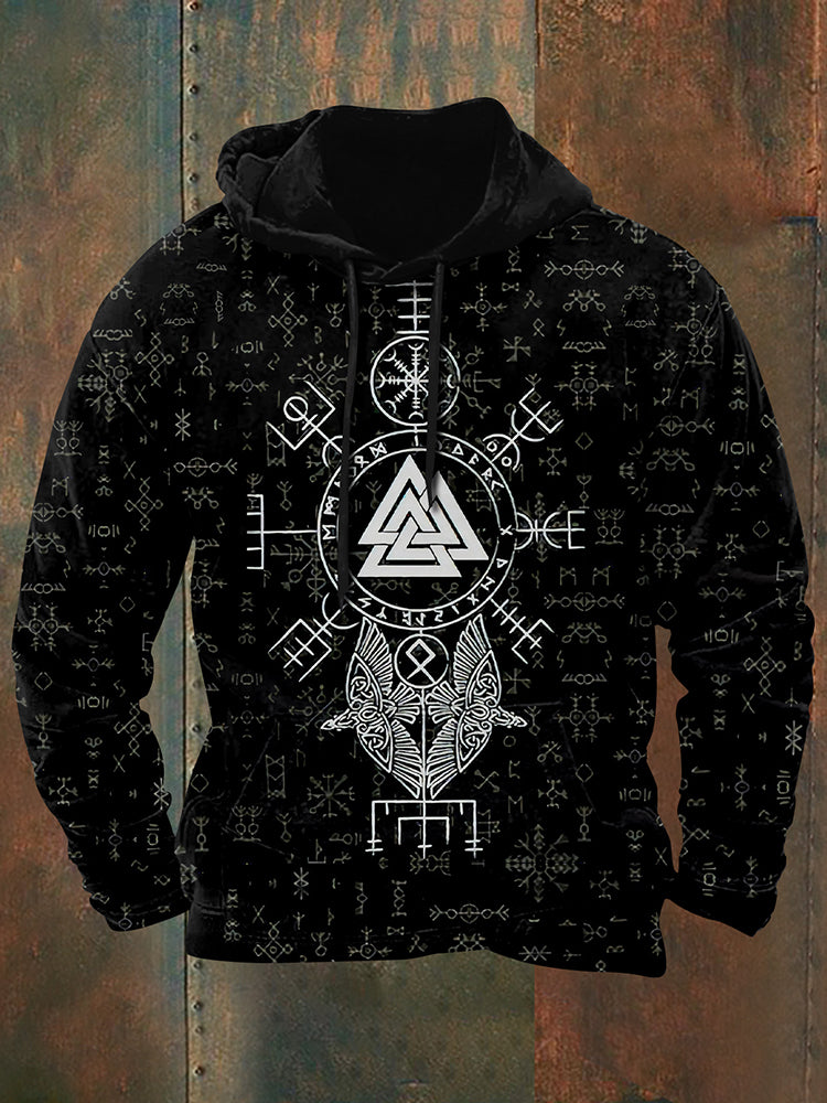 Men's Viking Totem Art Vintage Hoodie