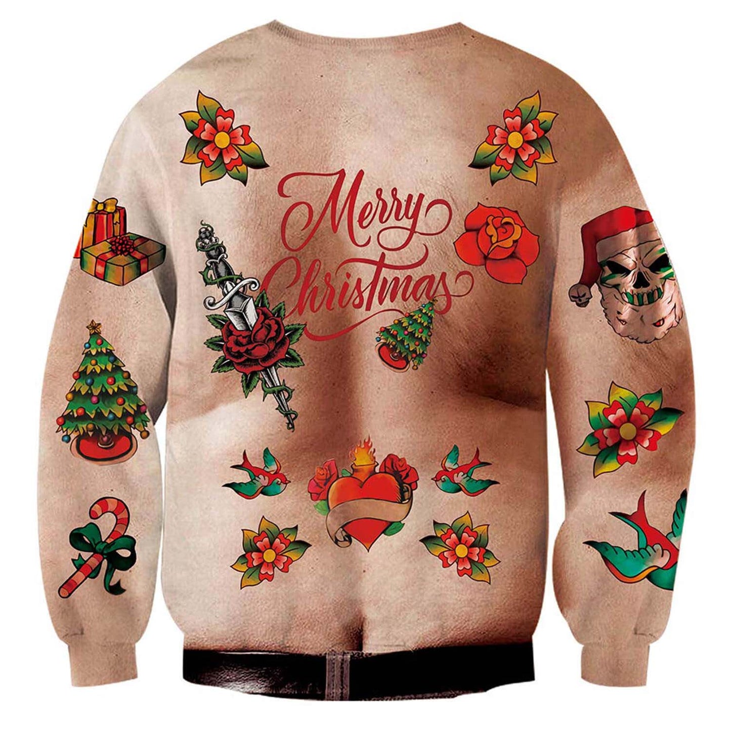 Hairy Chest Hand Print Ugly Christmas Sweatshirt