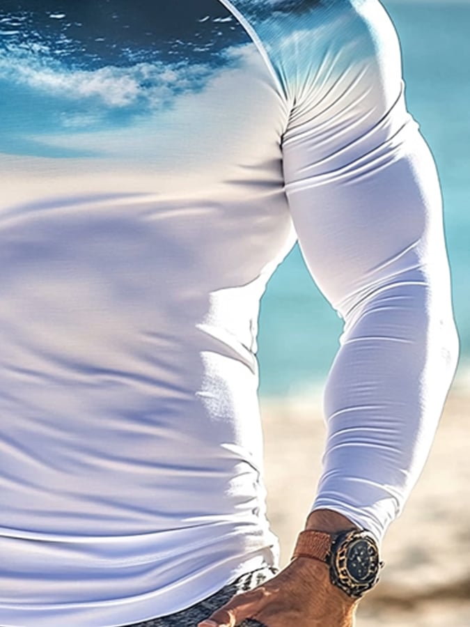 Men's Outdoor Sun Protection Breathable Cool Hooded Sun Protection Long-Sleeved Top