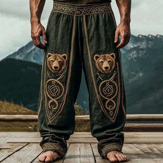 Men's Viking Nordic Celtic Knot Bear Pattern Pants