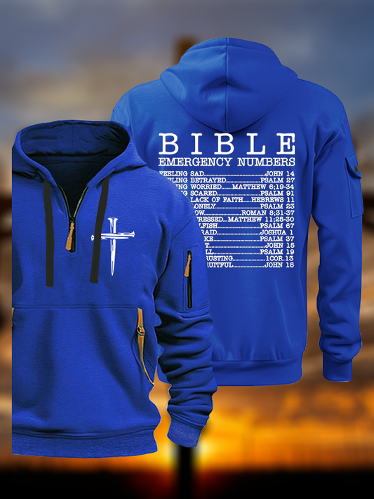 Bible Emergency Numbers Jesus God Christian Zipper Hoodies