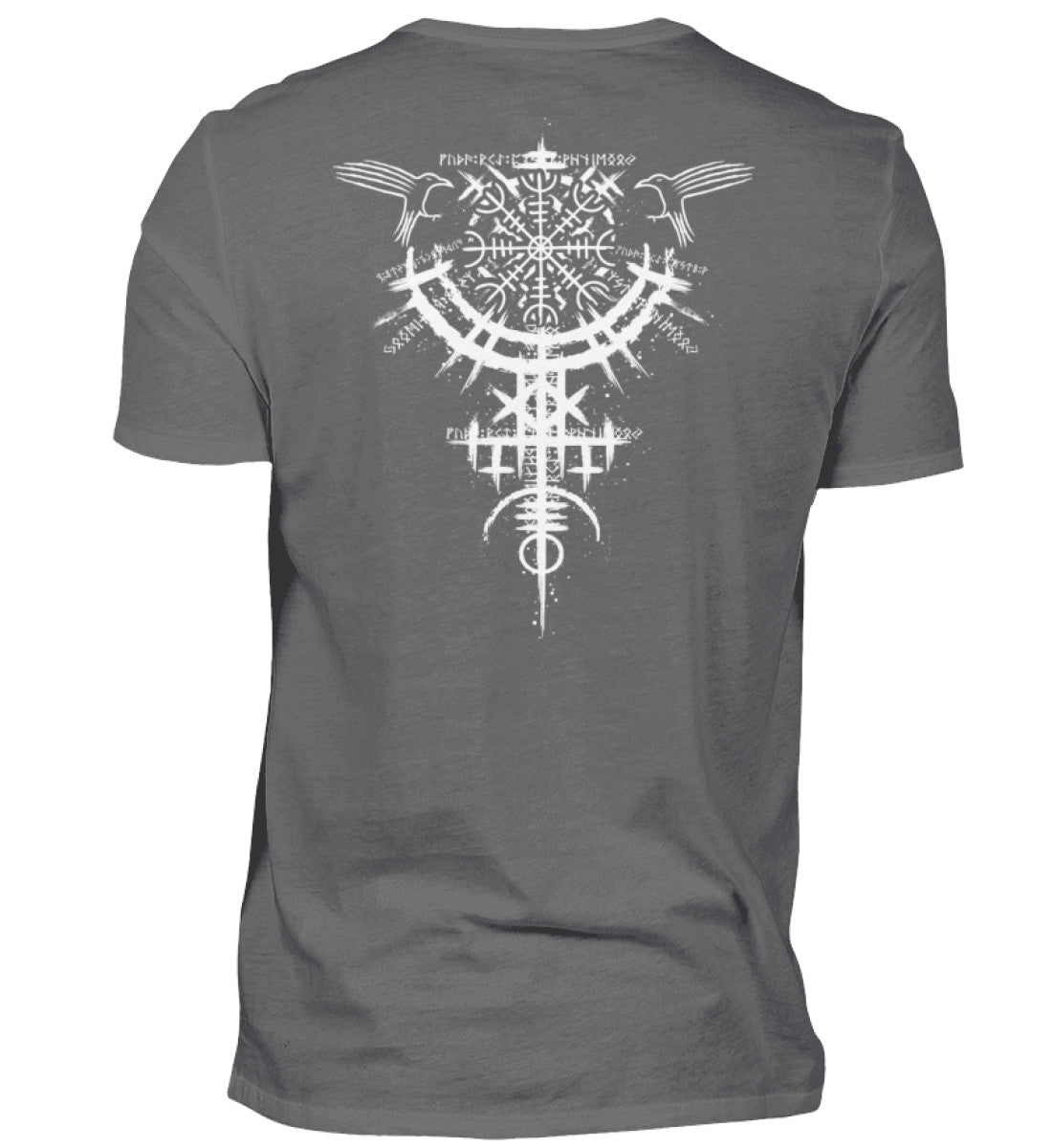 Viking Premium T-Shirt - Rune Circle, Helm of Awe & Raven Design