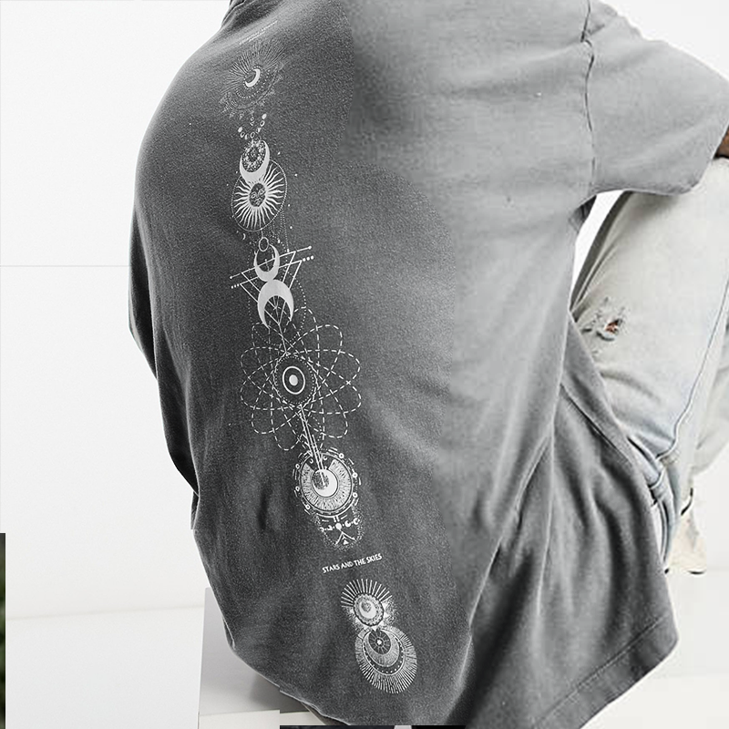 Sun And Moon Print Oversized Men's T-Shirt