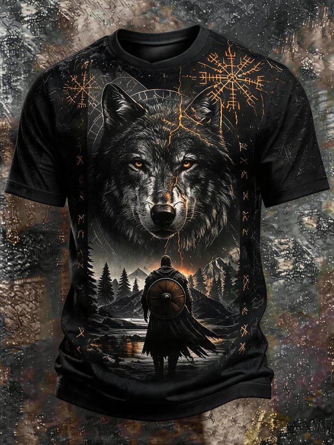 Men's Vintage Viking-Print T-Shirt