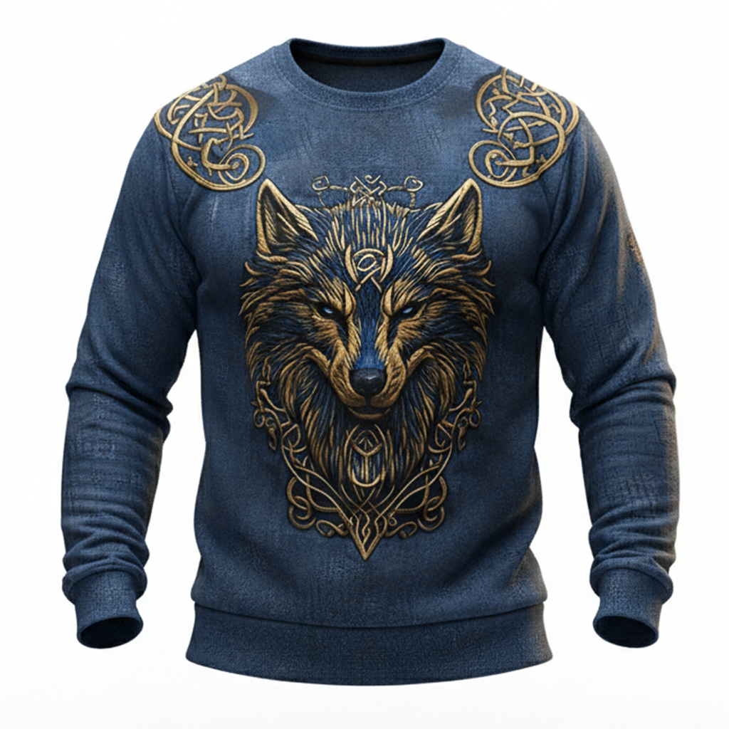 Men's Viking Wolf Celtic Knot Print Casual Sweatshirt