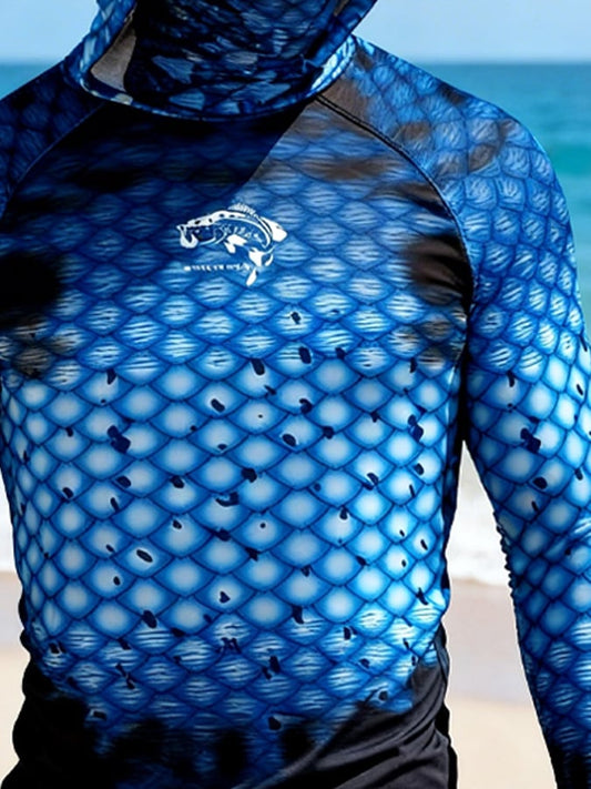 Men's Outdoor Sun Protection Breathable Cool Hooded Sun Protection Long-Sleeved Top