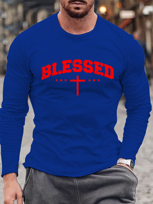 Blessed Cross Christian Cotton Long Sleeve T-Shirt