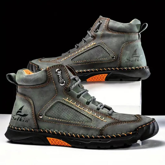 BIG SALE LIMITED STOCK! Men's Comfortable Handmade Leather Boots – Waterproof, Arch Support, Pressure Relief, Spacious Toe Box Outdoor Leather Shoes