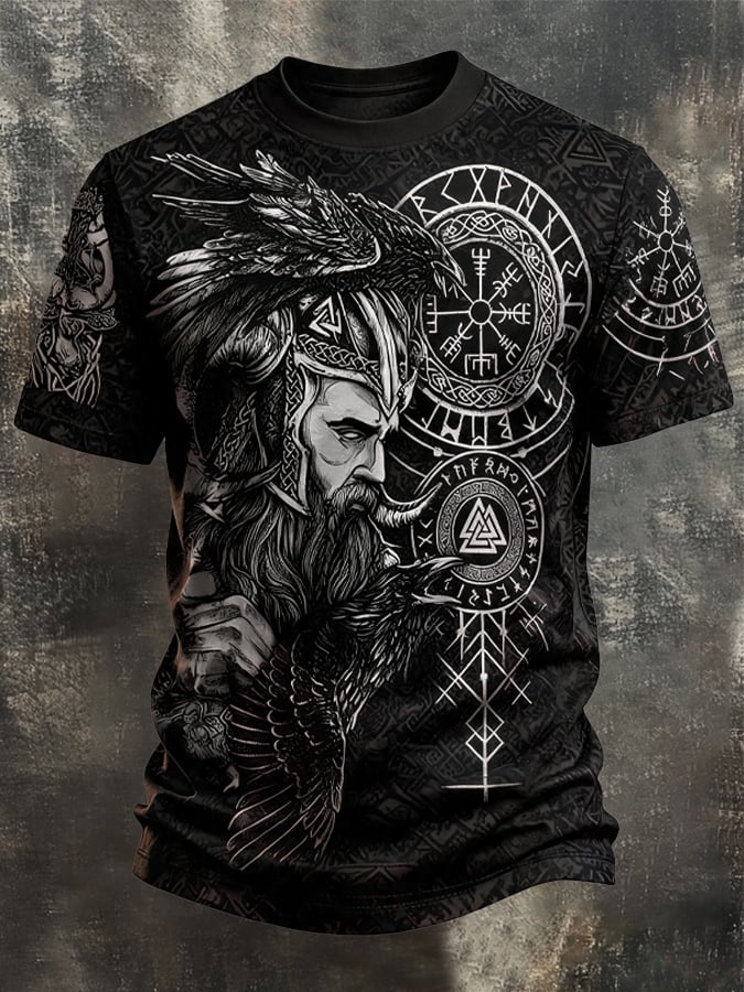 Men's Vintage Viking-Print T-Shirt