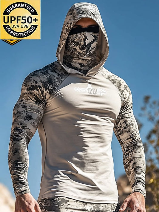 Men's Outdoor Sun Protection Breathable Cool Hooded Sun Protection Long Sleeve Top