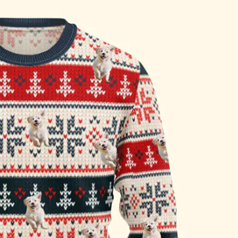 Pet Funny Faces Christmas Gift For Pet Lovers Ugly Red Navy Apricot Sweater