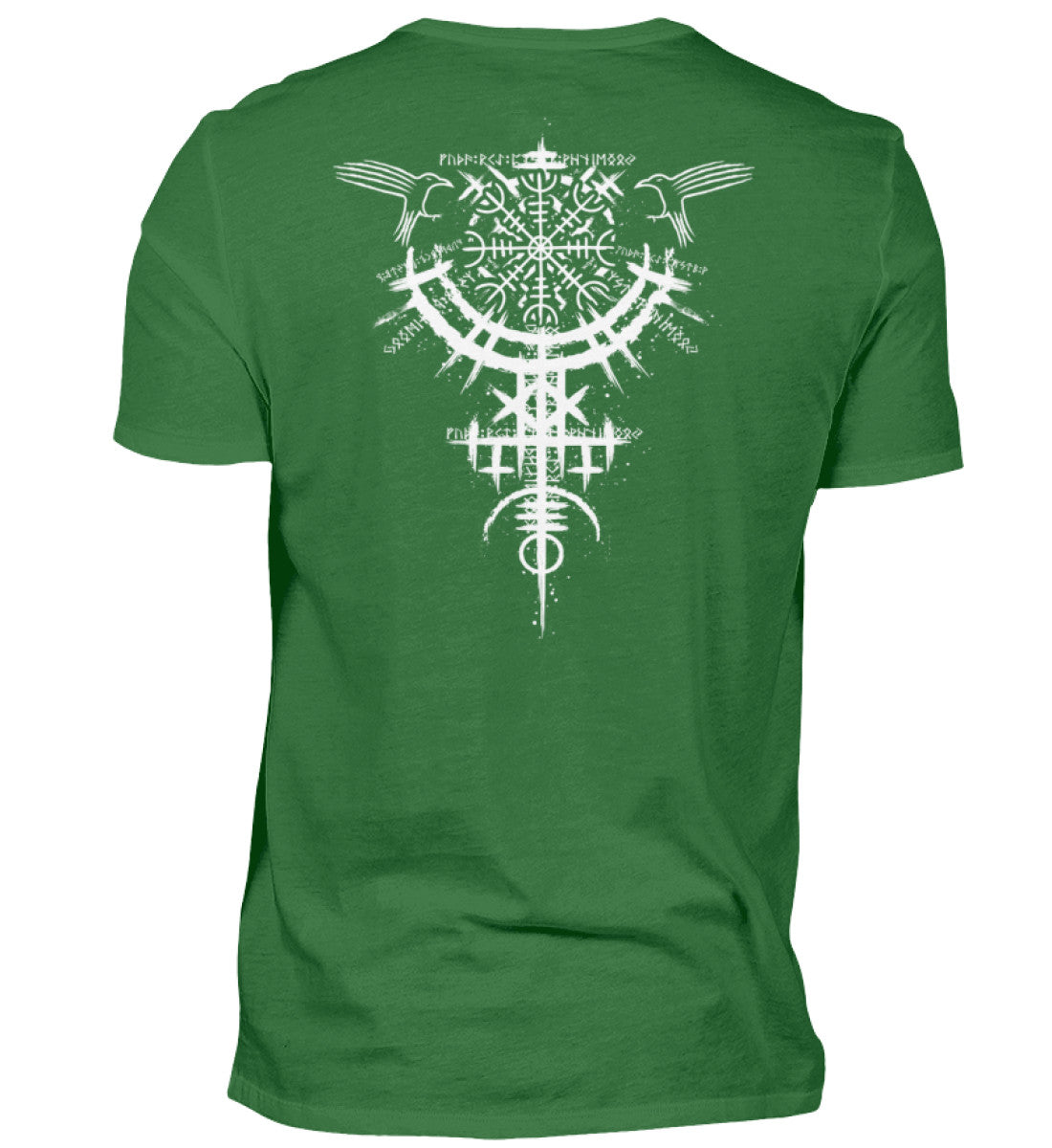 Viking Premium T-Shirt - Rune Circle, Helm of Awe & Raven Design