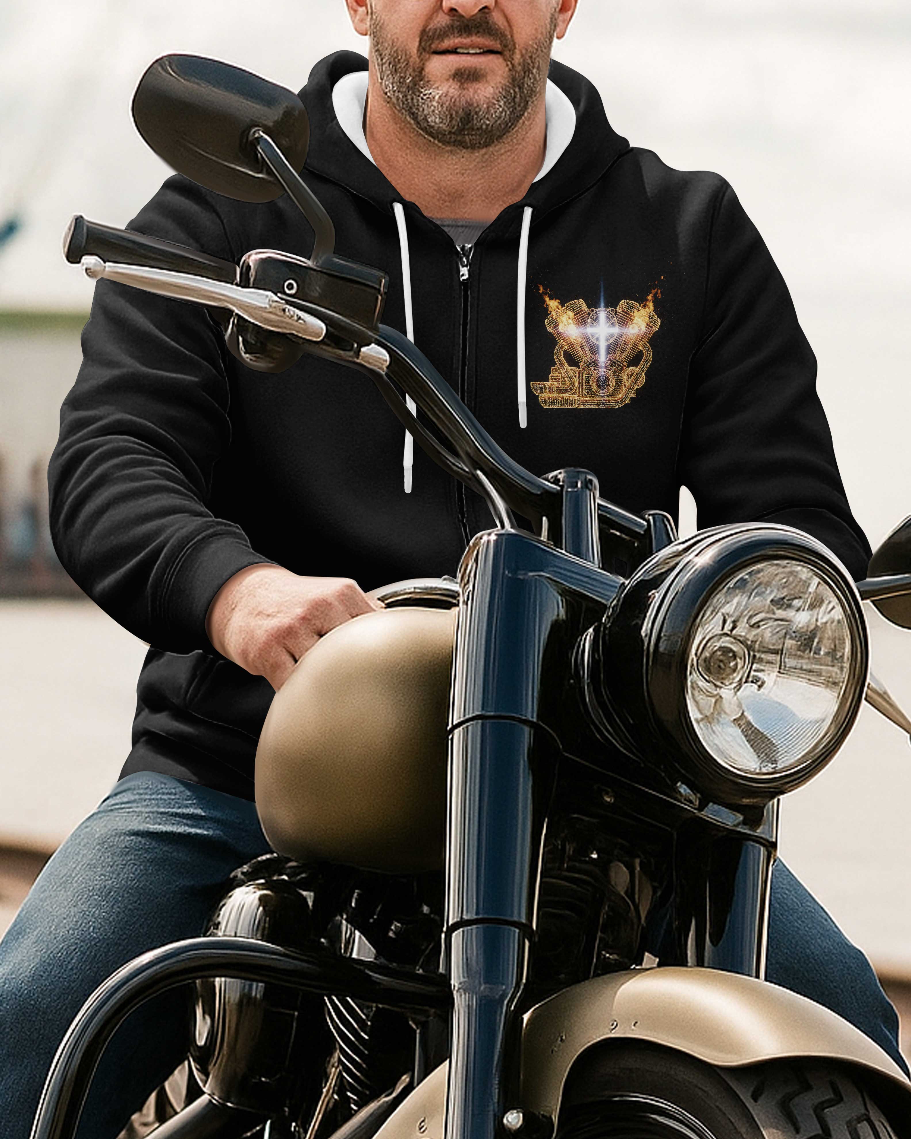 Every Mile I Ride Is A Sermon The Devil Can't Silence All Over Print Zip Hoodie