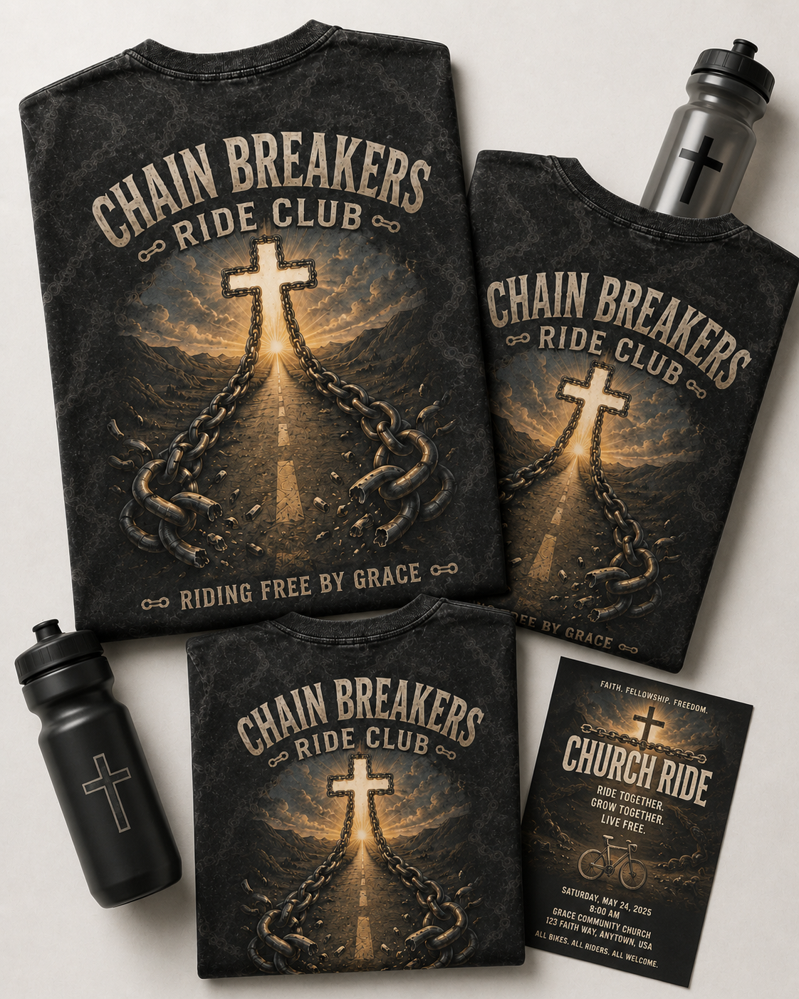 Christian Shirt Bundle Cycling AOP T-shirt Chain Breakers Ride Club Church Group Gift