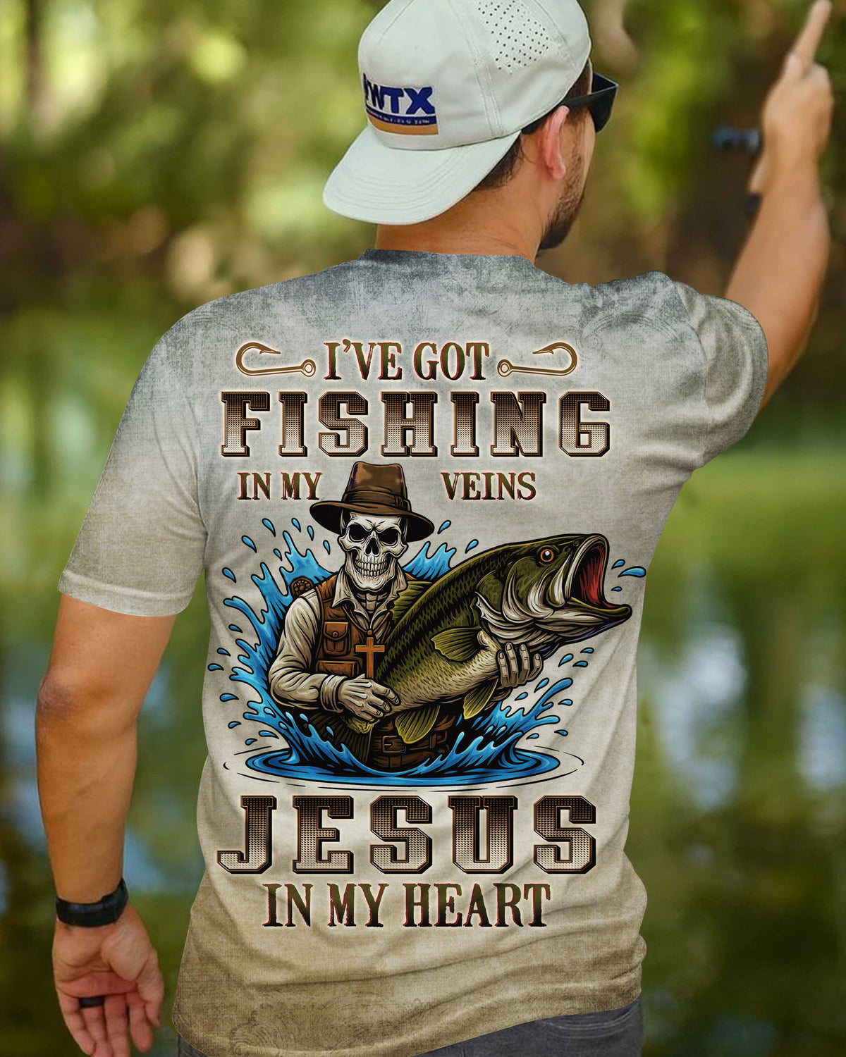 I've Got Fishing In My Veins Jesus In My Heart All Over Print T-Shirt