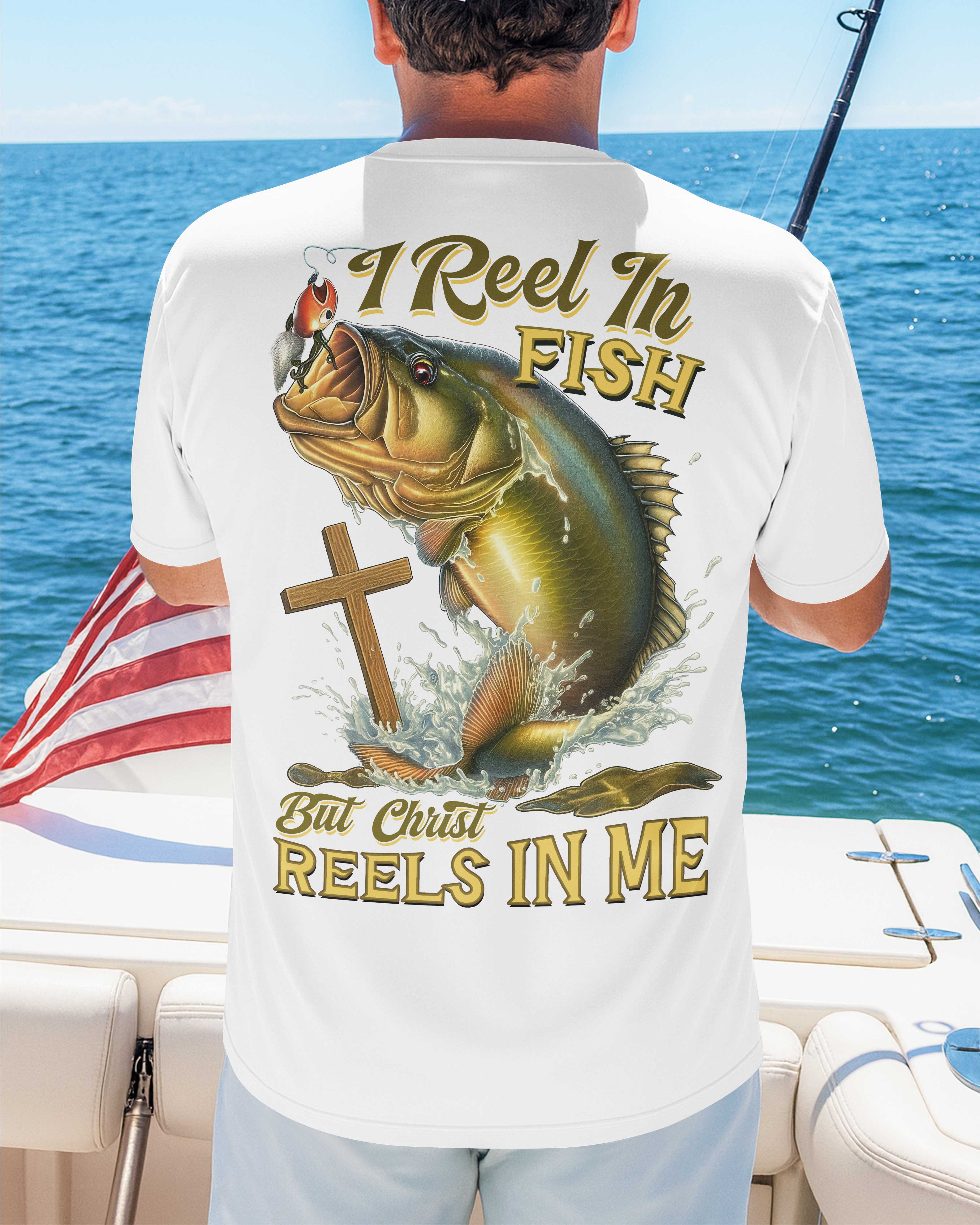 I Reel In Fish But Christ Reels In Me All Over Print T-Shirt