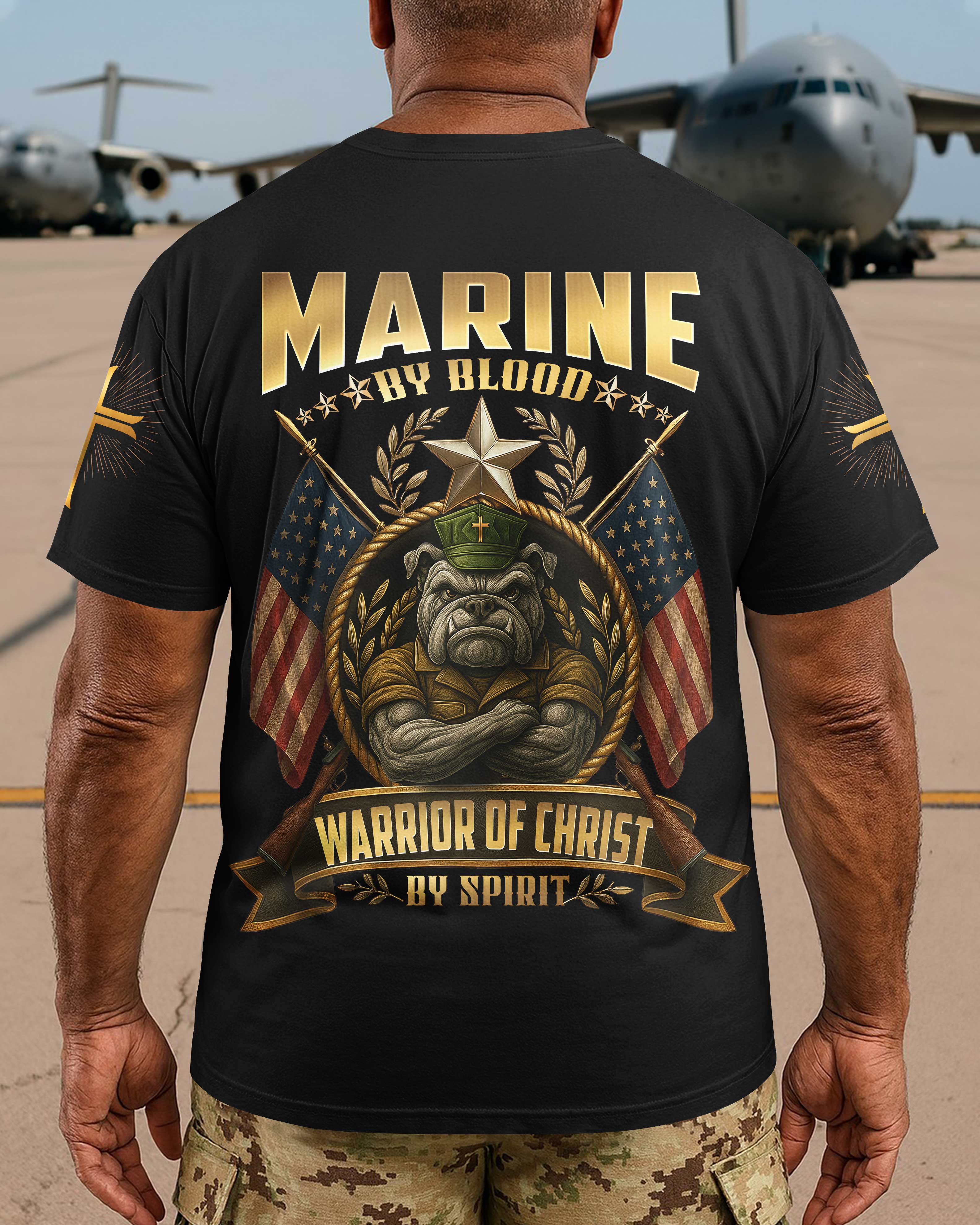 Marine By Blood Warrior Of Christ By Spirit T-Shirt