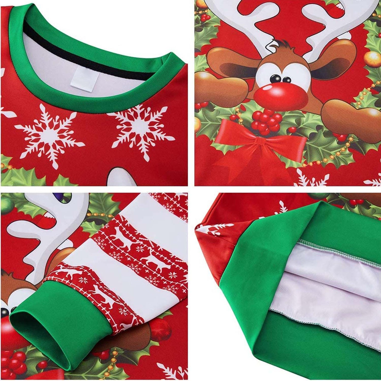 Unisex Snow Reindeer Print Crew Neck Ugly Christmas Sweatshirt