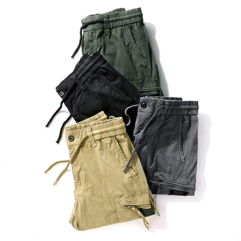 Men's Casual Solid Color Zipper Pocket Shorts