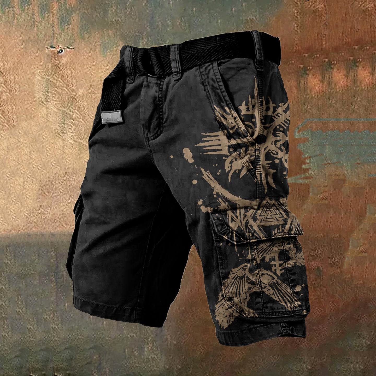 Men'S Viking Ethnic Birds Graphic Vintage Cargo Shorts