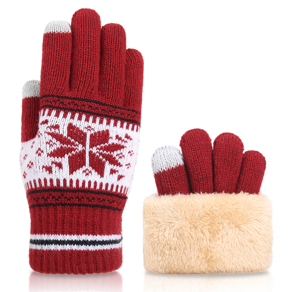 Christmas Snowflake Touch Screen Warm Knitted Wool Gloves